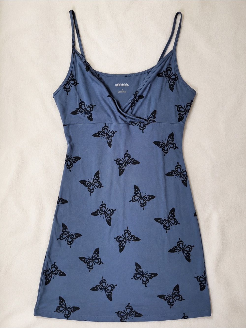 Blue Butterfly Print stretch Slip Dress Y2K